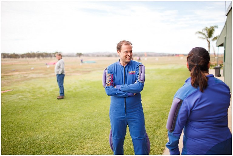 Nervous smiles prior to skydive